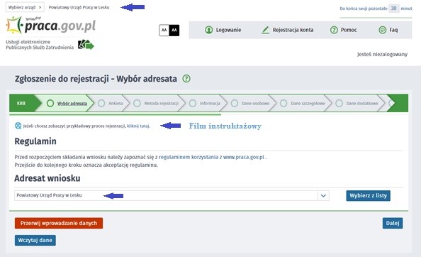 Rejestracja elektroniczna wybór Urzędu